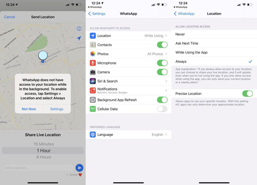 Come localizzare smartphone tramite WhatsApp - I permessi