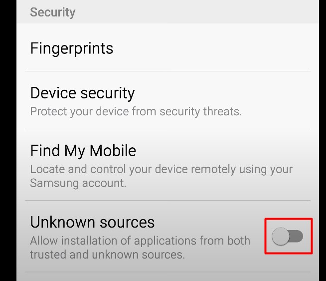 Per Android - Enable Unknown sources